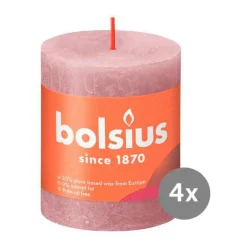 Bolsius4er Pack Stumpenkerze 80/68 Rustik Shine eschen rose 39