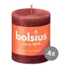 Bolsius4er Pack Stumpenkerze 80/68 Rustik Shine samtrot 47