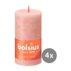 Bolsius4er Pack Stumpenkerze 130/68 Rustik Shine nebliges rosa 04
