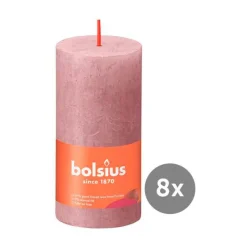 Bolsius8er Pack Stumpenkerze 100/50 Rustik Shine eschen rose 39