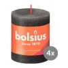 Bolsius4er Pack Stumpenkerze 80/68 Rustik Shine stürmisches grau 31