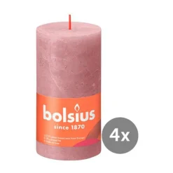 Bolsius4er Pack Stumpenkerze 130/68 Rustik Shine eschen rose 39