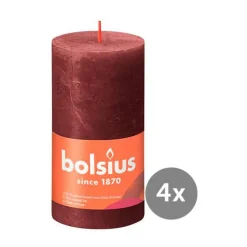 Bolsius4er Pack Stumpenkerze 130/68 Rustik Shine samtrot 47