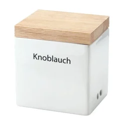 ContinentaVorratsdose Knoblauch Keramik m. Holzdeckel 14x12x15,5cm