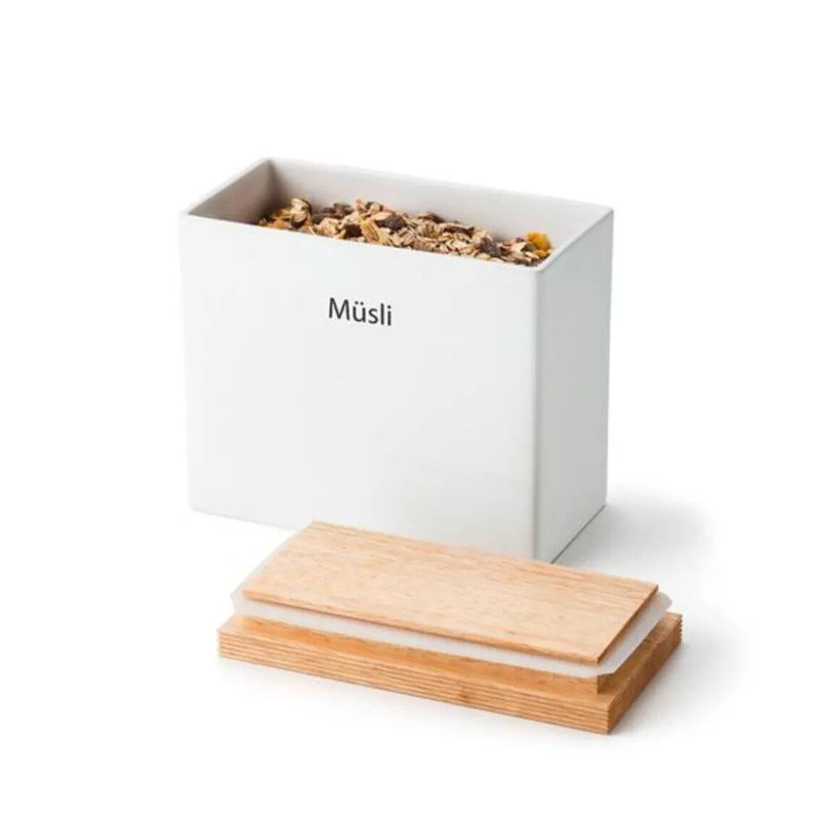 ContinentaVorratsdose quadrat. 20x10x18,5cm Keramik/Holzdeckel