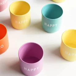 Design LettersBecher 8 cm Favourite News Happy aqua