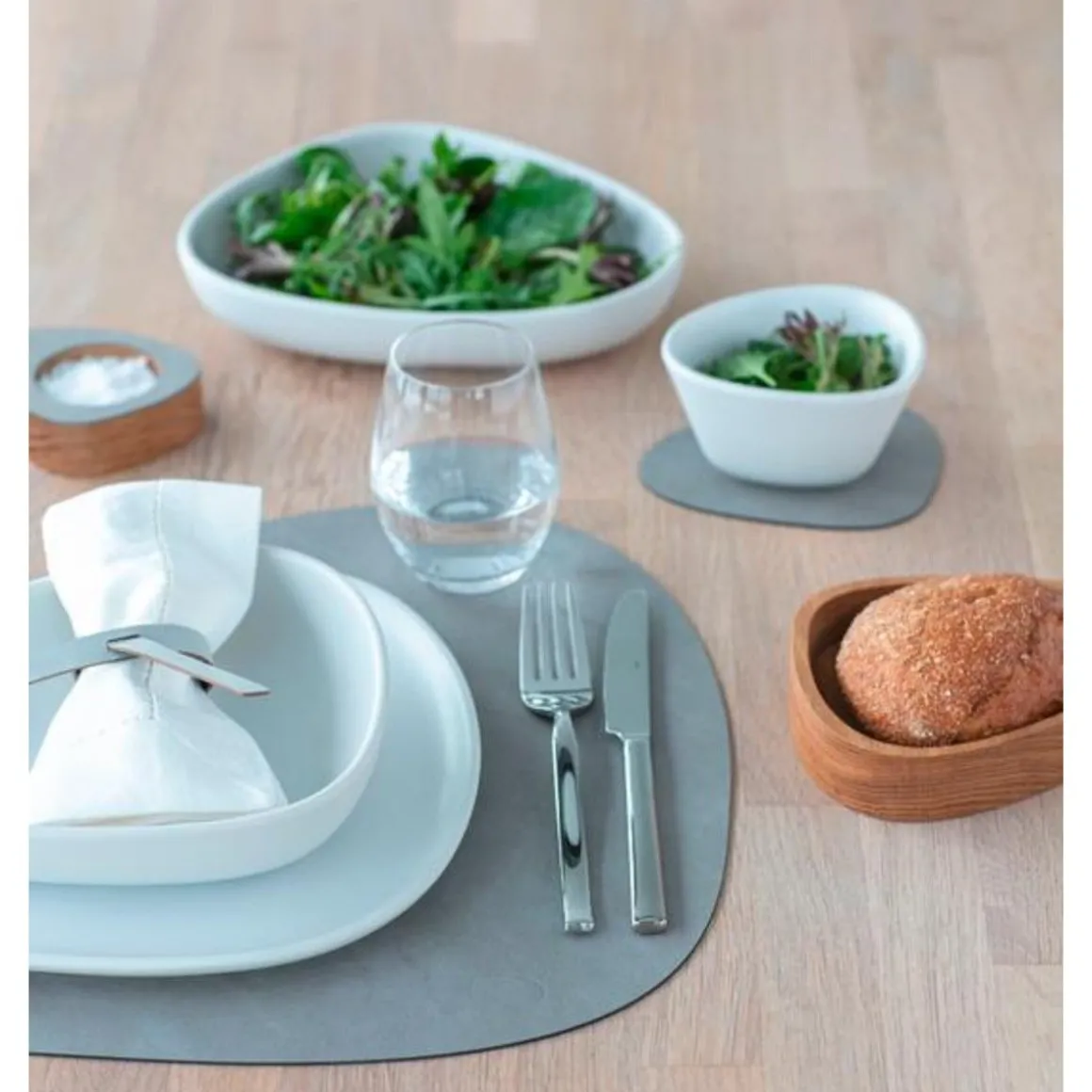 LINDDNATischset L 37x44 cm Curve Nupo light grey