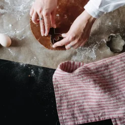 Linen TalesLeinen-Geschirrtuch 45x65 cm Red Natural Stripes