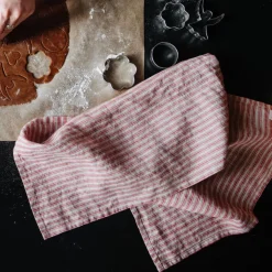 Linen TalesLeinen-Geschirrtuch 45x65 cm Red Natural Stripes