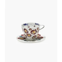 SeraxCappuccinotasse mit Untere 8 cm Midnight Flowers Anemone Milk