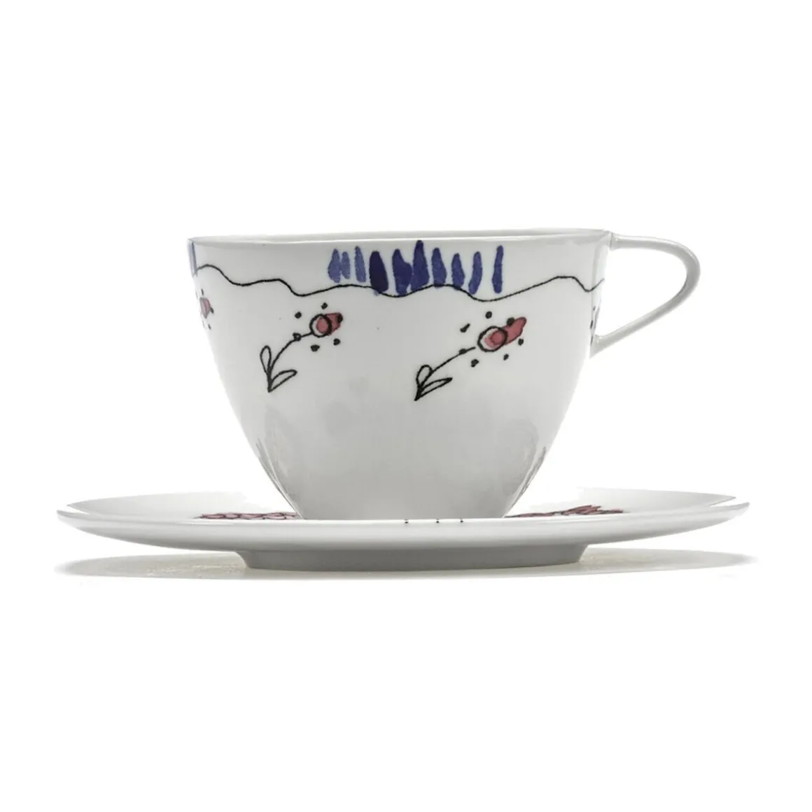 SeraxKaffeetasse mit Untere 11 cm Midnight Flowers Anemone Milk Mauve