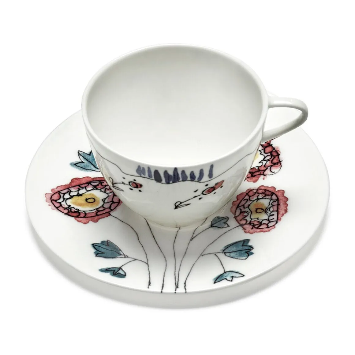 SeraxKaffeetasse mit Untere 11 cm Midnight Flowers Anemone Milk Mauve