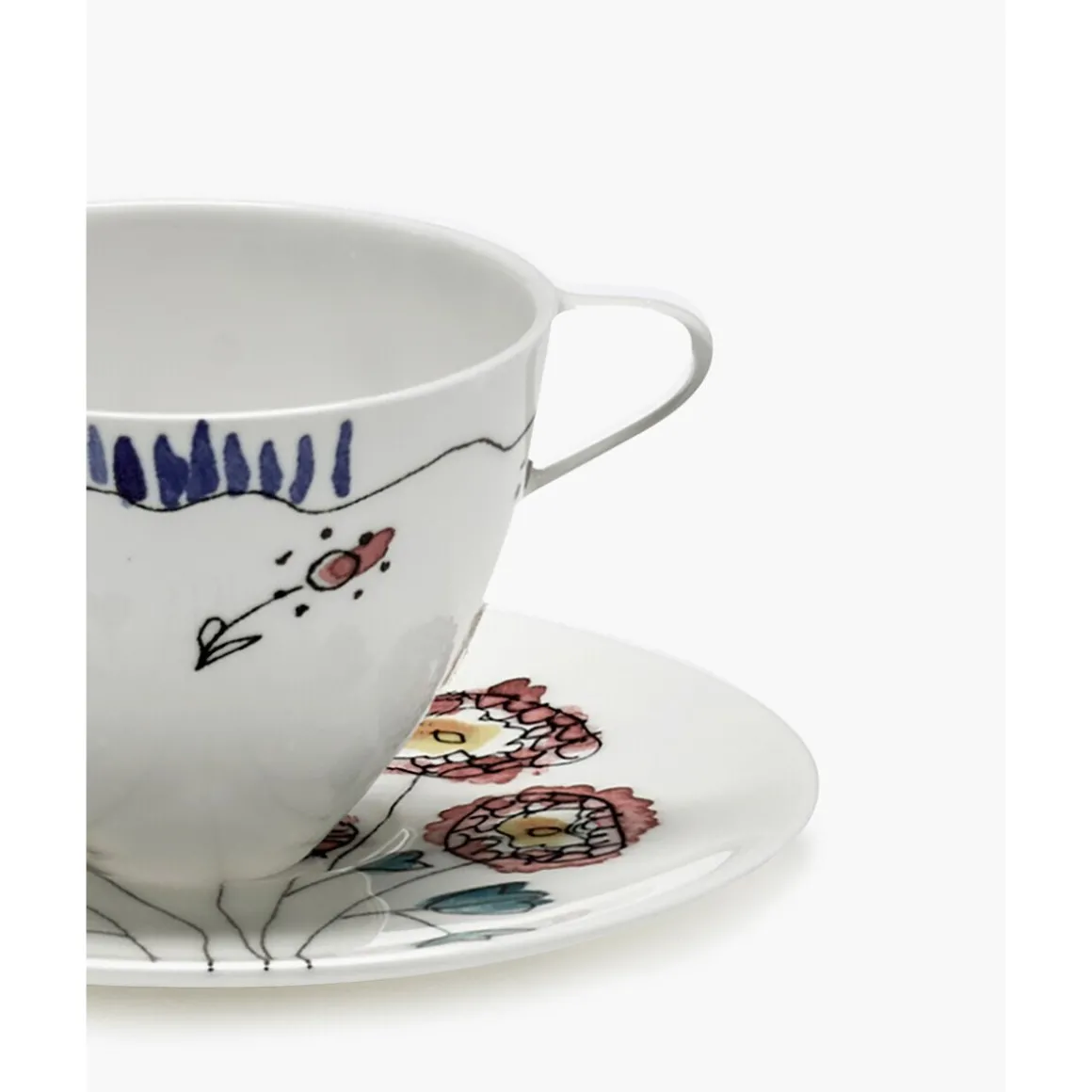 SeraxKaffeetasse mit Untere 11 cm Midnight Flowers Anemone Milk Mauve