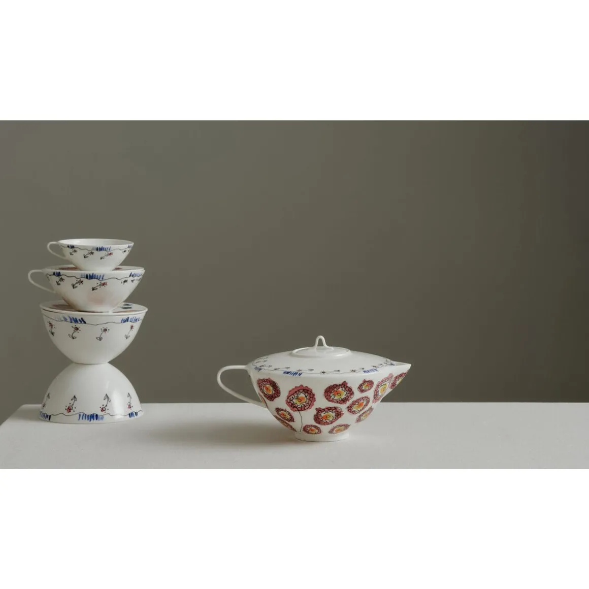 SeraxTeekanne 20x16x11 cm Midnight Flowers Anemone Milk Mauve